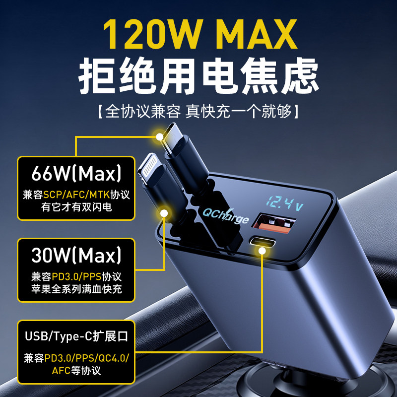 哈弗H5/H6/H9大狗猛龙车载充电器超级快充车充点烟转换头伸缩式,淘宝优惠券,粉丝福利购,淘宝优惠卷