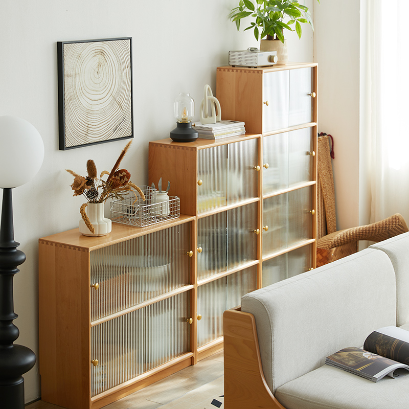 Imported beech sliding door bookcase with environmentally friendly coating