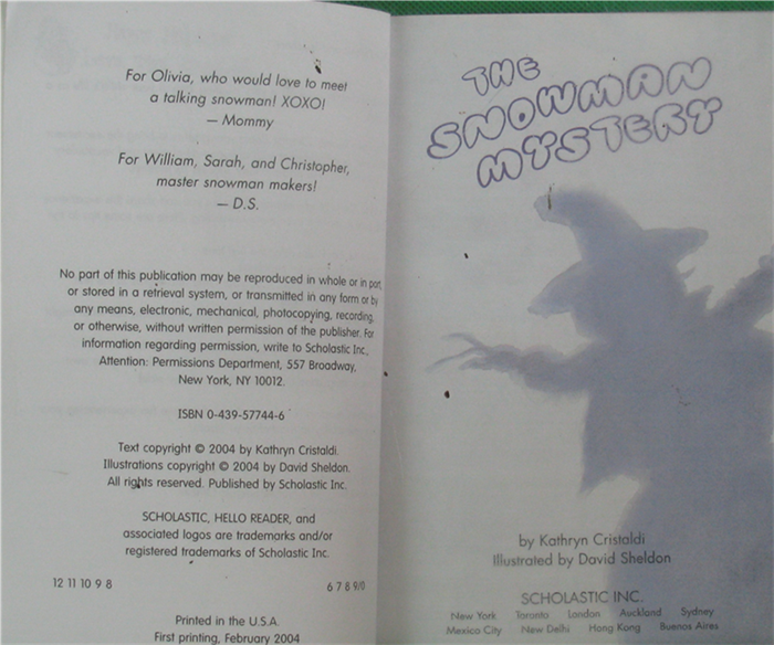 The Snowman Mystery Hello Reader Chapter Book by Kathryn Cristaldi平装Scholastic雪人之谜(读者你好书章) - 图1