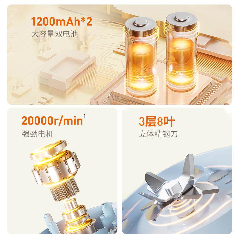 九阳无线榨汁机碎冰家用小型便携充电动果汁杯迷你新款料理榨汁杯