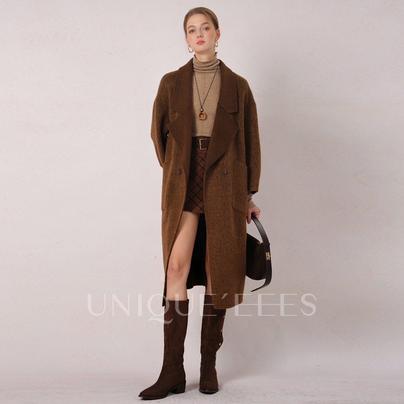 尢壹/UNIQUE'EEES【镇店王牌】平驳领苏丽羊驼羊毛大衣U5501009 - 图1