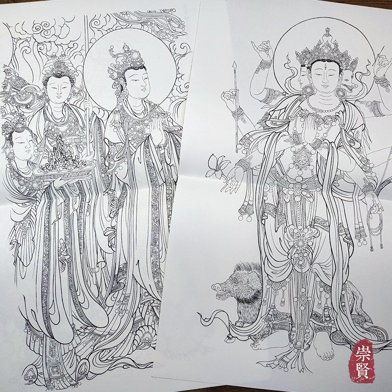 法海寺壁画线描稿精选美术学院教学临摹经典范本函装活页单张人物画4开国画白描人物大画稿工笔人物初学描摹河北美术出版社,淘宝优惠券,粉丝福利购,淘宝优惠卷