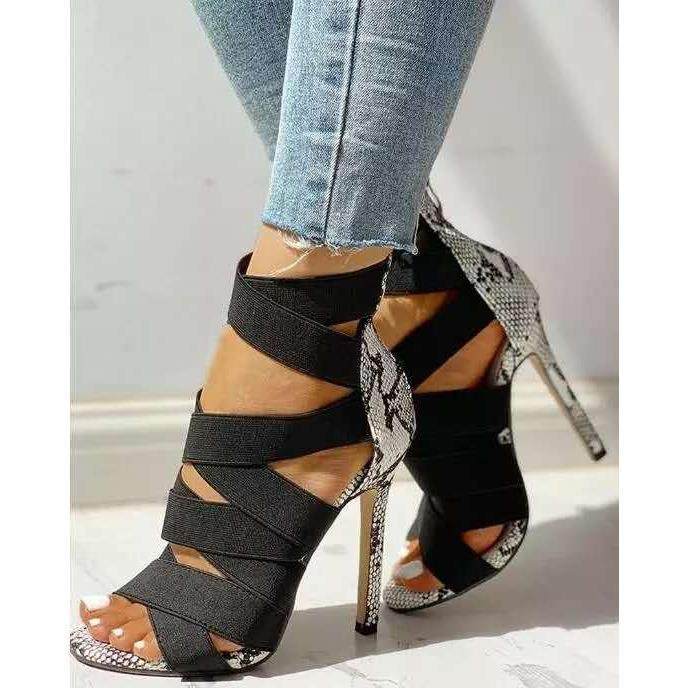 36-43大码罗马女鞋41欧美风蛇纹高跟鞋凉鞋镂空高跟鞋舞蹈爵士42,淘宝优惠券,粉丝福利购,淘宝优惠卷