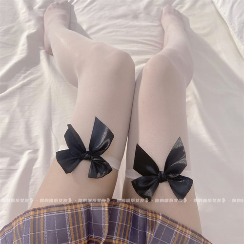 性感少女蕾丝白色小腿袜过膝长筒袜jk袜子黑丝袜女薄款易撕丝袜 - 图0