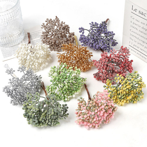 森系仿真绿植小浆果 DIY手工花环配件花墙头饰胸花草帽花装饰假花 - 图2