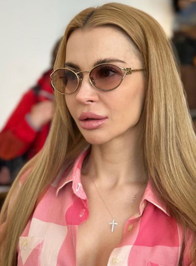 m52y 新款椭圆猫眼墨镜女 防紫外线UV400 高品太阳镜 可配近视镜