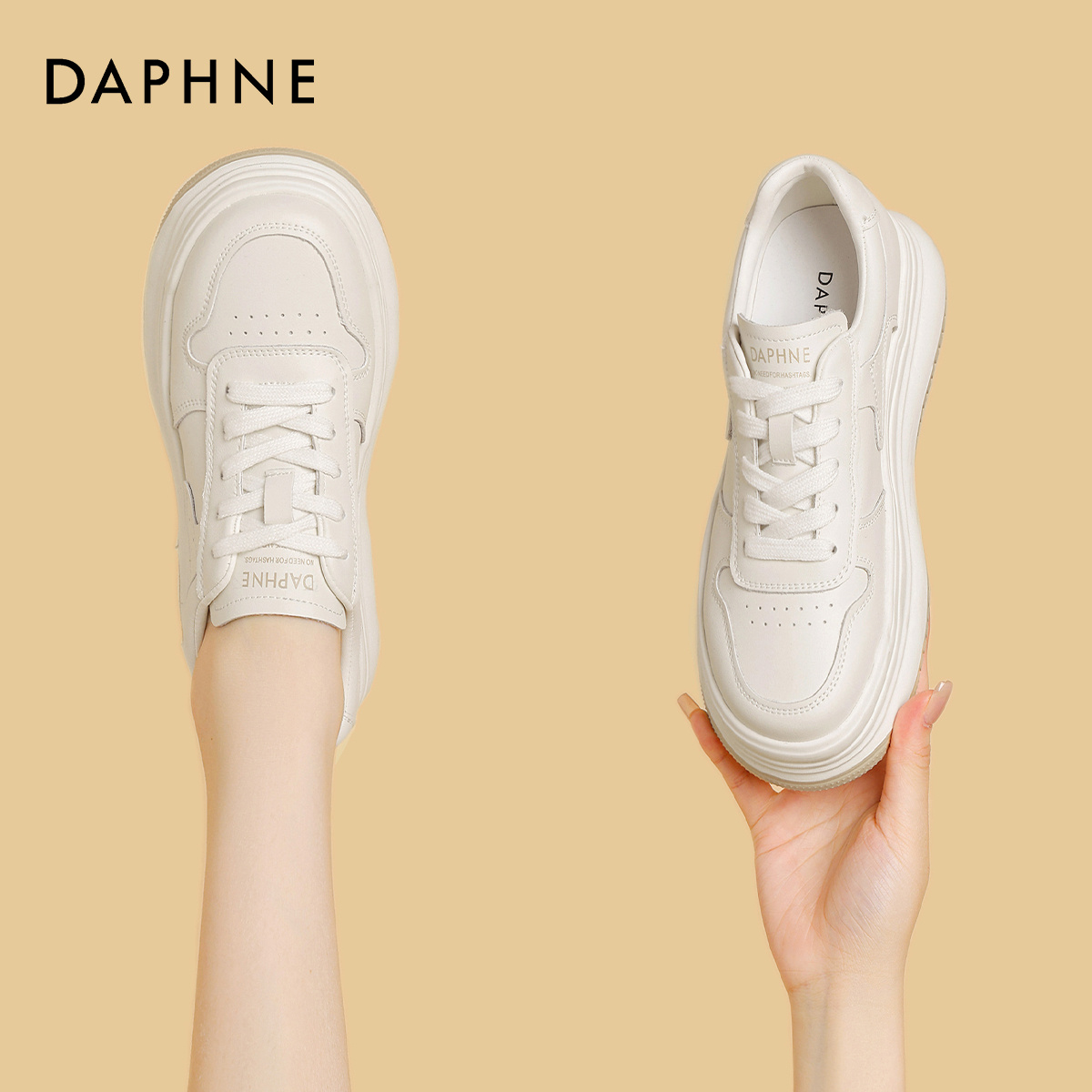 Daphne/达芙妮品牌女鞋2024春季新款低帮时尚圆头潮流ins系带女鞋 - 图0