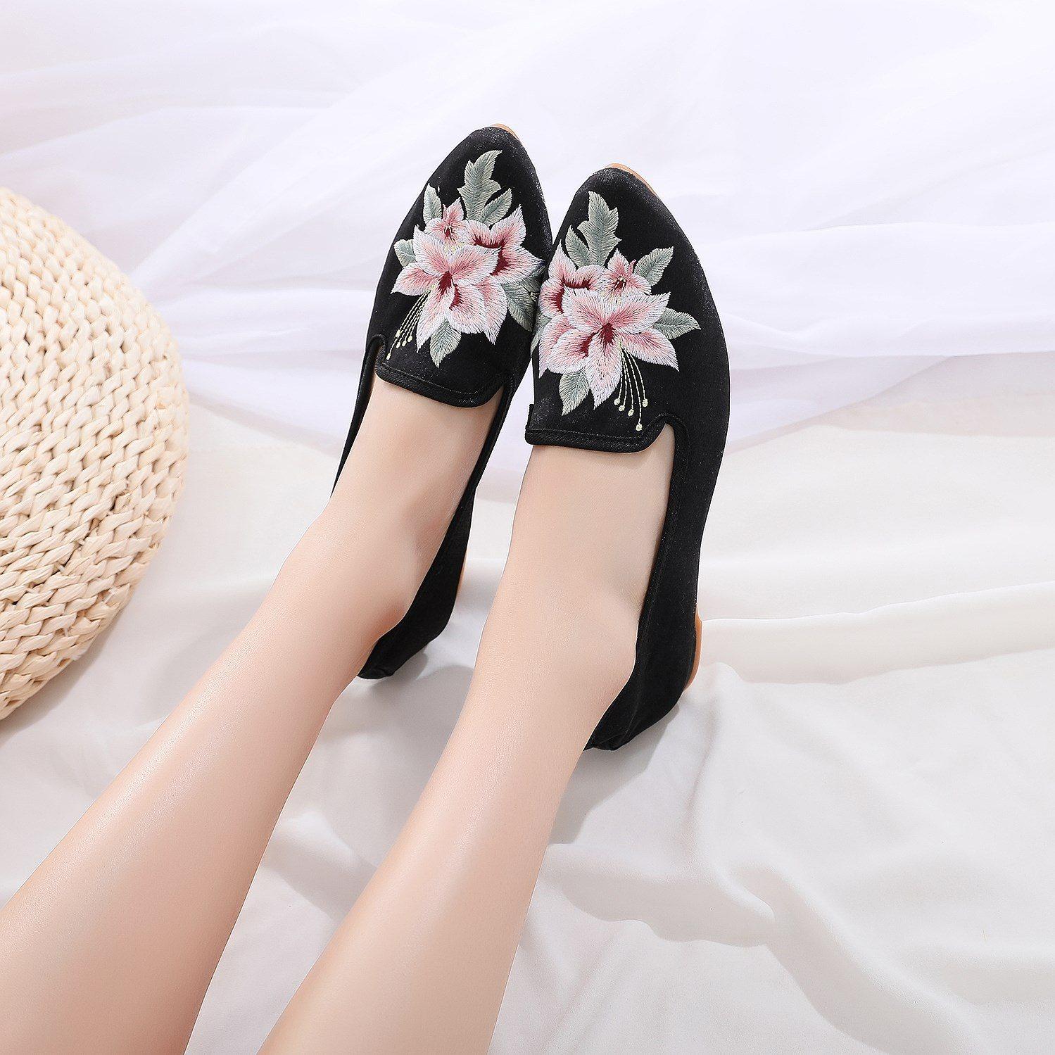 【】2024春夏唐汉中国风复古尖头低跟绣花布鞋女单鞋传统布鞋日常,淘宝优惠券,粉丝福利购,淘宝优惠卷