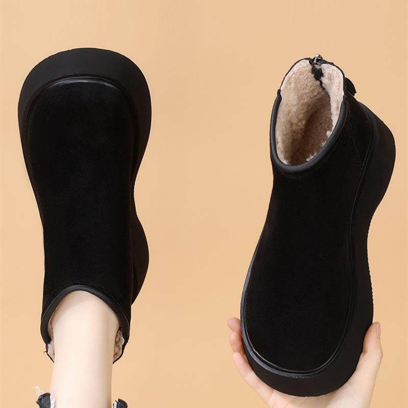 增高厚底雪地靴女2024冬季新款小个子棉靴防滑绒面后拉炼加厚棉鞋,淘宝优惠券,粉丝福利购,淘宝优惠卷