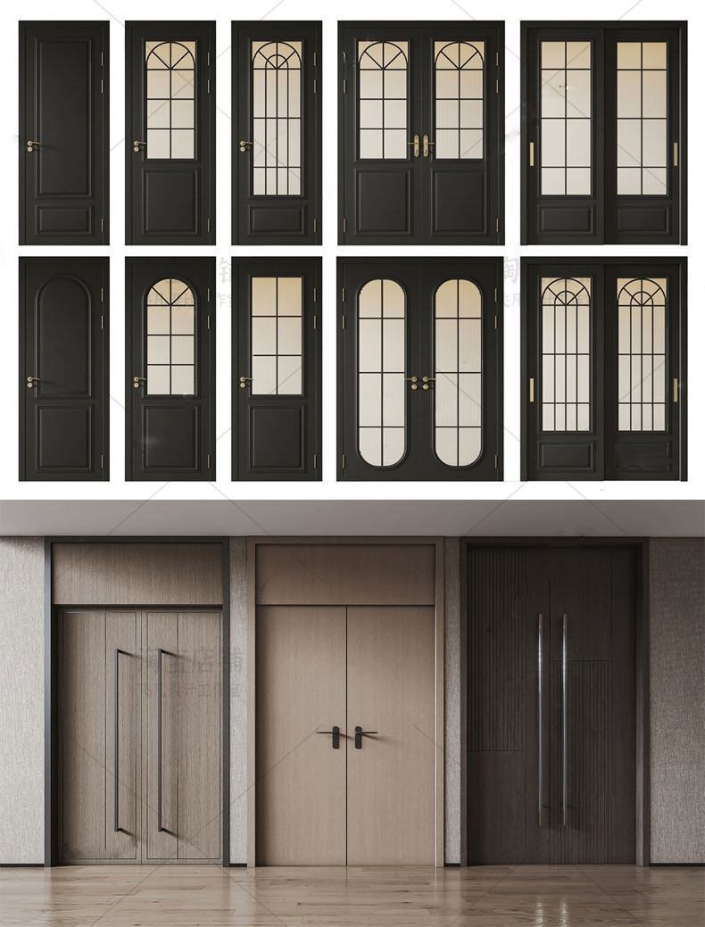 草图大师现代室内门房间门卧室门实木门玻璃推拉门防盗门su模型,淘宝优惠券,粉丝福利购,淘宝优惠卷