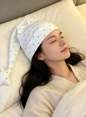 真丝睡帽尖尖帽三角星星帽