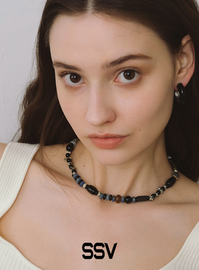 SSV敦煌系列玛瑙木珠混石串珠项链 轻奢小众高级感锁骨链