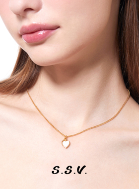 S.S.V.金色心形贝母项链