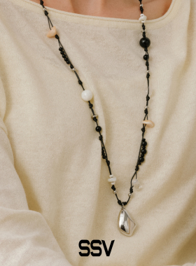 SSV贝系列编织混石玛瑙长款项链轻奢小众高级感时尚百搭送礼物