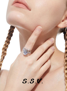 SSV皇冠戒指女铜镀18k金5A锆石