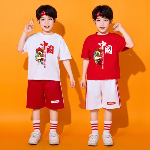 春季儿童表演服中国风幼儿园舞蹈服小学生班服啦啦队运动会演出服 - 图2