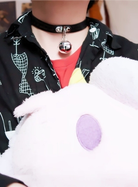 铃铛项圈女颈带黑色皮颈