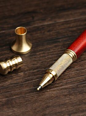 紫檀金轮笔铜制笔握笔头镀金彩绘可转动签字书写送学生孩子礼品