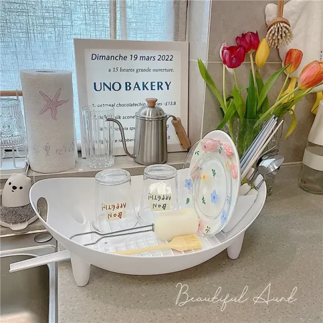 Drain bowl and plate rack bowl and dish storage rack sink storage rack