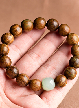 天然绿檀木手串和田玉男女款