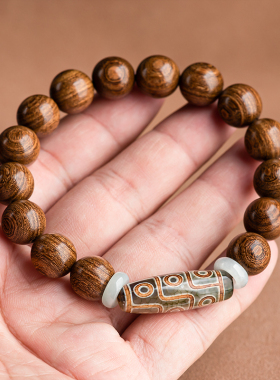 金丝檀木玛瑙天珠手串男