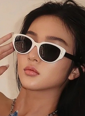 白色墨镜复古猫眼墨镜女高级感韩潮防晒防紫外线窄框太阳镜女
