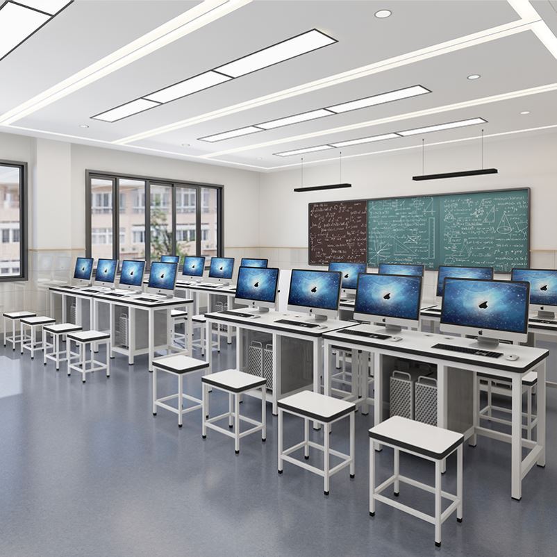 定制现代学校机房微机室双人电脑桌实训室电脑桌椅语音教室考试桌