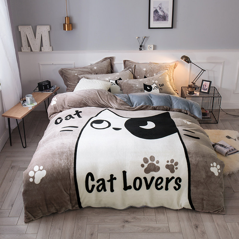 冬季加厚保暖牛奶绒四件套法兰珊瑚绒被套床笠床单人宿舍三件床上,淘宝优惠券,粉丝福利购,淘宝优惠卷