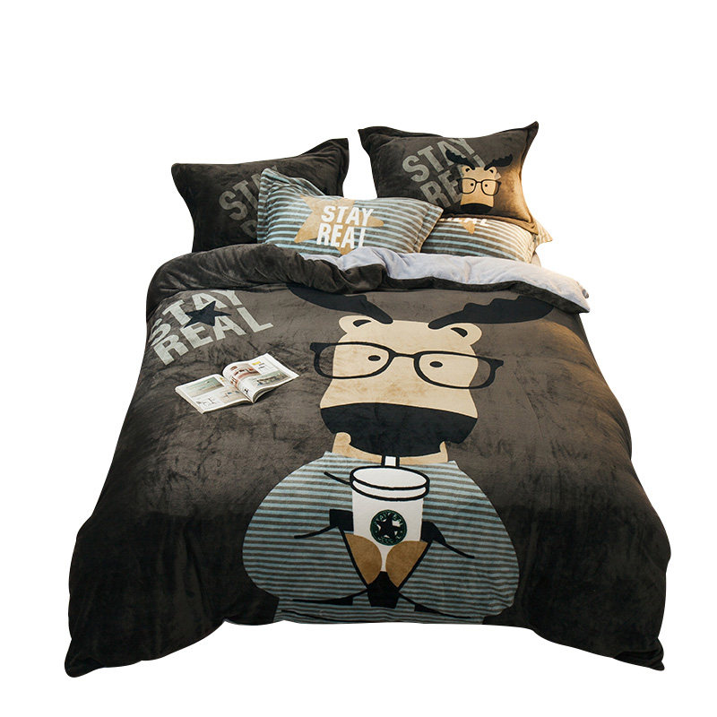 冬季加厚保暖牛奶绒四件套法兰珊瑚绒被套床笠床单人宿舍三件床上,淘宝优惠券,粉丝福利购,淘宝优惠卷