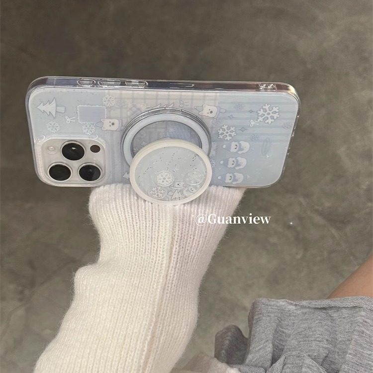 guanview ins清新西高地雪花雪人磁吸壳适用iphone16promax苹果16手机壳17pro软14双层13摇摇乐支架15防摔套,淘宝优惠券,粉丝福利购,淘宝优惠卷