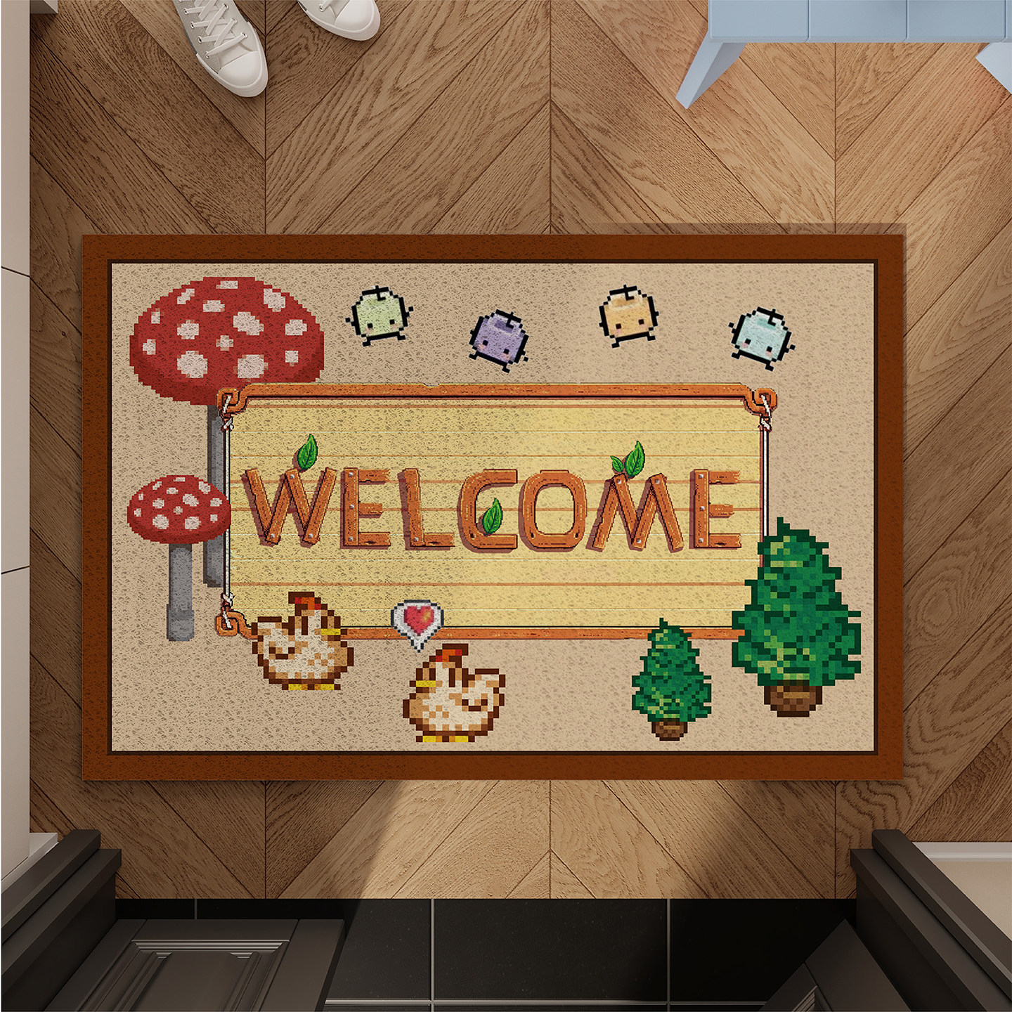 星露谷像素风入户地垫丝圈防滑耐脏大门口门外进门脚垫可自由裁剪,淘宝优惠券,粉丝福利购,淘宝优惠卷