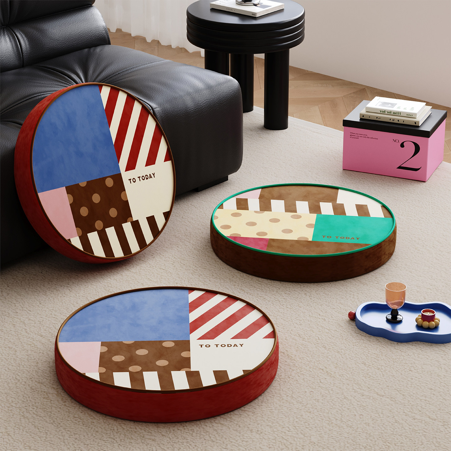Memphis Patchwork Futon Living Room Floor Beanbag Cushion