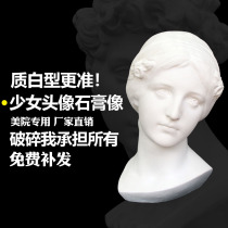 H28cm teenage girl plaster statue of teenage girl head sketching sketches of raw art teaching aids model figure static swing piece sculptures