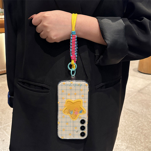 ins风格子星星适用三星s25edge手机壳s24plus立体s23+十s22摇摇乐s21fe支架s20ultra斜挎s10/s9/s8/note20软p - 图2