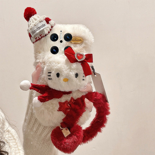 星星凯蒂猫适用华为mate70pro+手机壳meta60立体mata50e毛茸茸rs保时捷设计mete40e十m30秋冬季20x手环10毛绒 - 图1