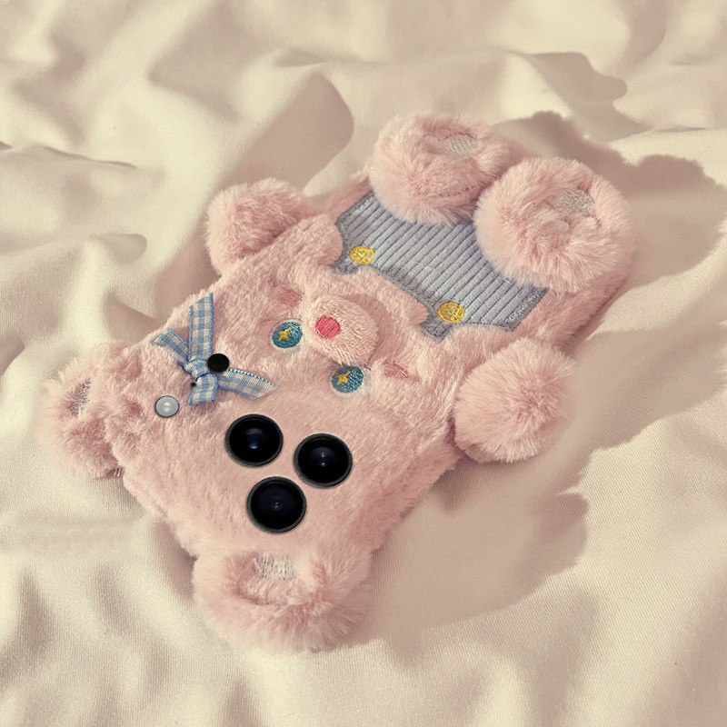 背带裤小熊适用苹果17promax手机壳华为pura80荣耀400pro小米17立体vivos30毛绒opporeno14秋冬季x200卡通软p,淘宝优惠券,粉丝福利购,淘宝优惠卷