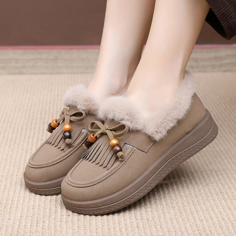 冬季加绒保暖豆豆鞋女棉鞋休闲百搭妈妈鞋老北京布鞋平底防滑女鞋,淘宝优惠券,粉丝福利购,淘宝优惠卷