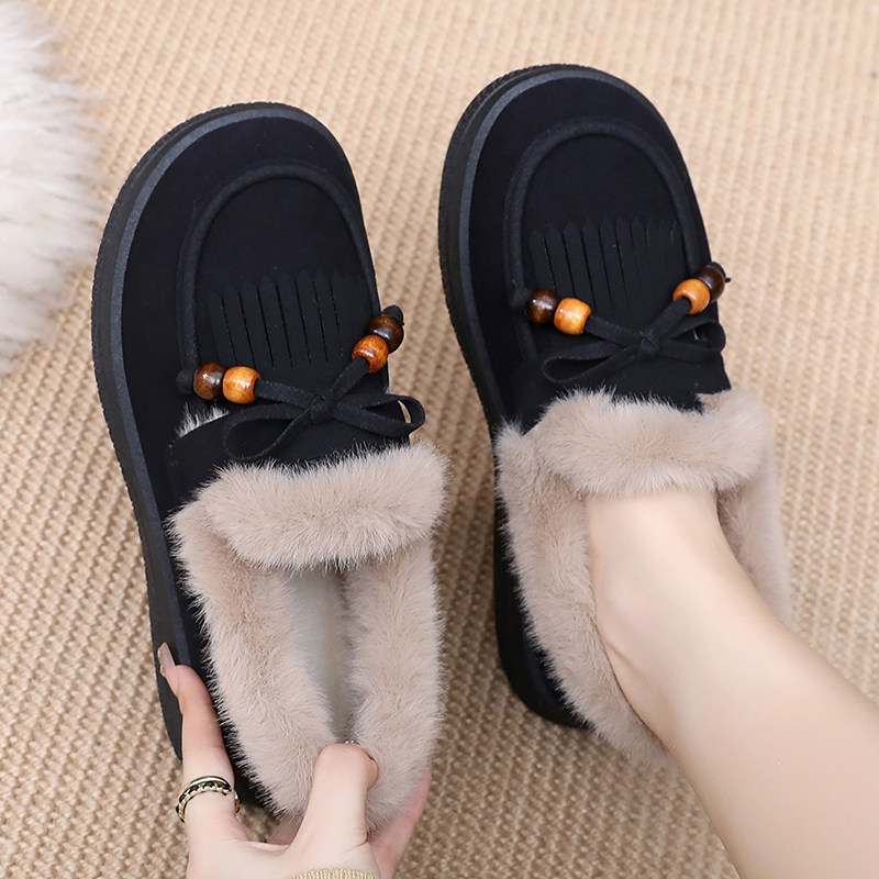 冬季加绒保暖豆豆鞋女棉鞋休闲百搭妈妈鞋老北京布鞋平底防滑女鞋,淘宝优惠券,粉丝福利购,淘宝优惠卷