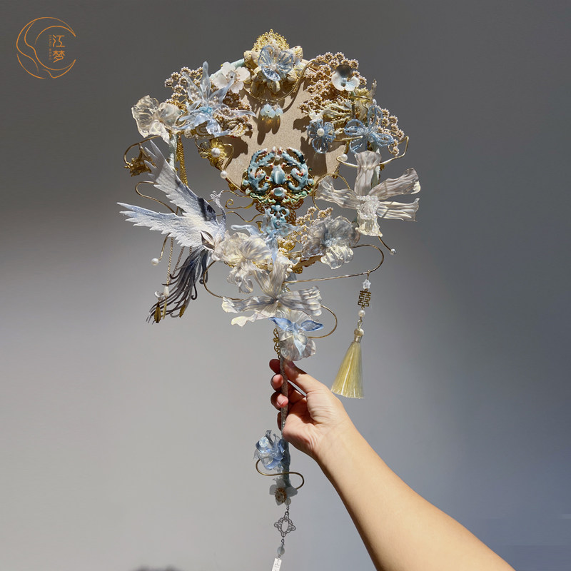 江梦原创设计[金玉锦绣]汉服秀禾新娘结婚团扇喜扇艺术装饰品礼物,淘宝优惠券,粉丝福利购,淘宝优惠卷