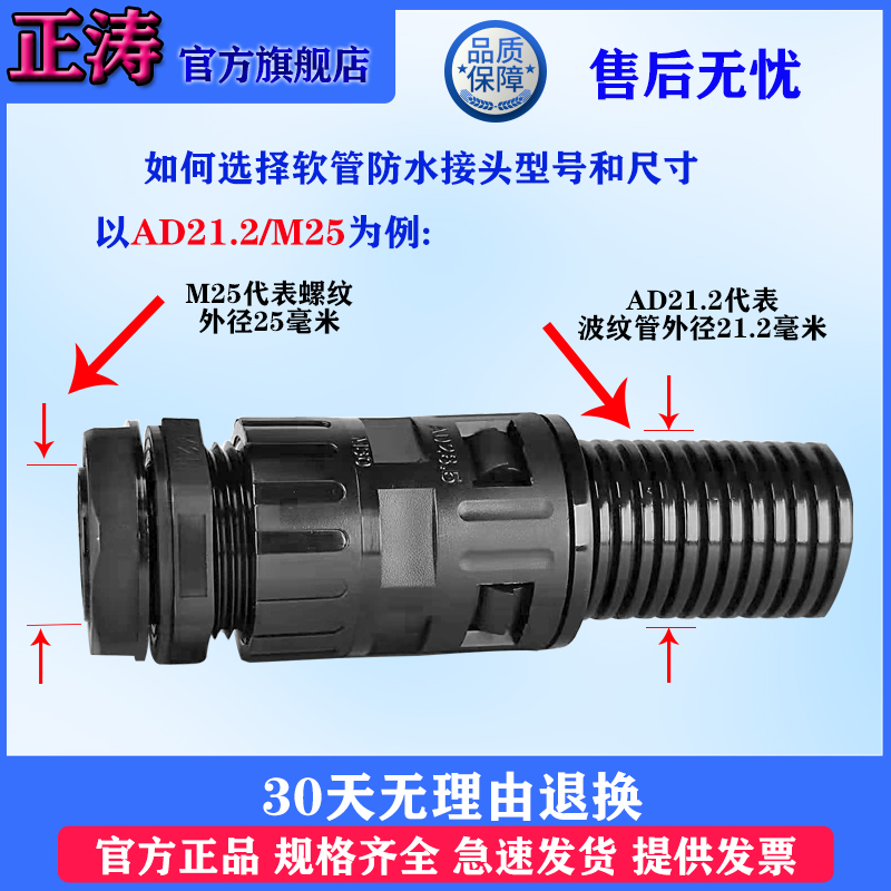 全新塑料波纹管接头双功能电缆防水内螺纹快速接头电缆软管双固定