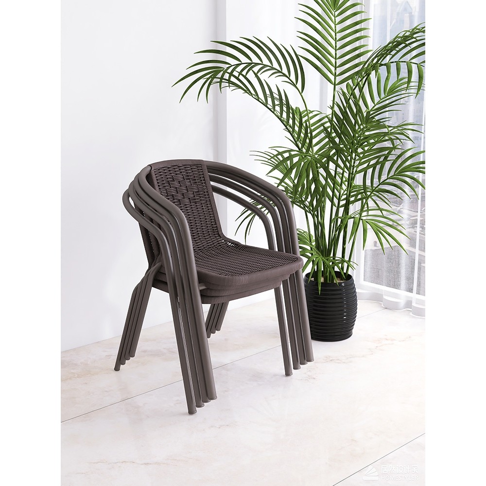 户外阳台休闲编藤靠背椅庭院可堆叠塑料椅家用餐桌椅套装防水防晒,淘宝优惠券,粉丝福利购,淘宝优惠卷