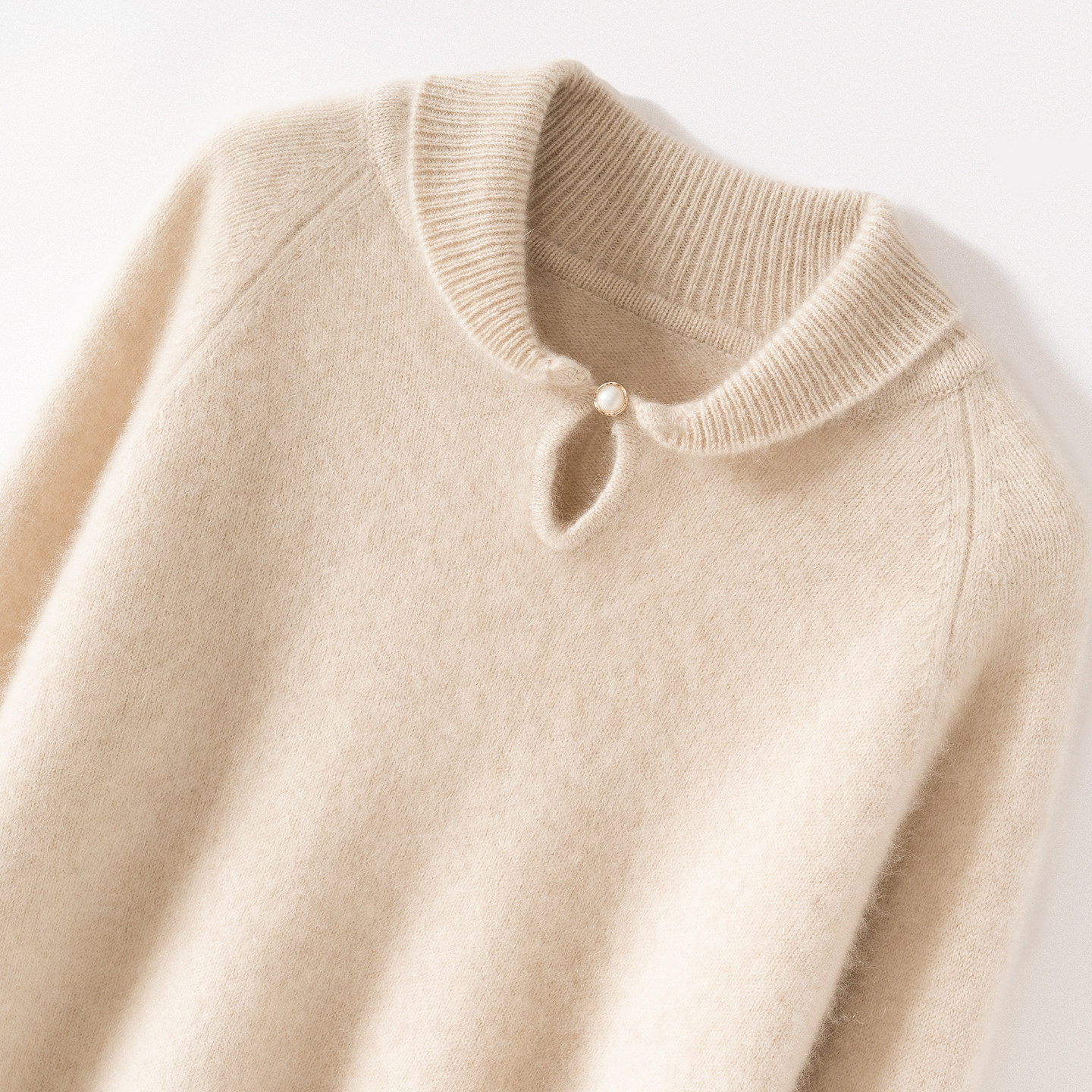 新中式穿搭~水滴领山羊绒衫女宽松显瘦套头毛衣长袖针织衫打底,淘宝优惠券,粉丝福利购,淘宝优惠卷