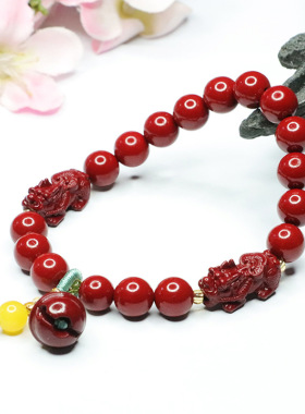 朱砂招财纳福双貔貅手串紫金砂铃铛提溜手链手饰品情侣闺蜜礼物