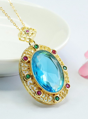 蓝色鸽子蛋吊坠项链时尚轻奢首饰新中式民族风饰品情侣闺蜜礼物