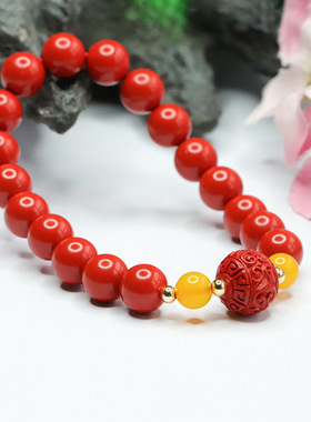 朱砂回文珠手链红砂玉髓手串新中式民族风手饰品男女吉祥纳福礼物