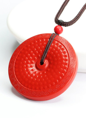 朱砂罗汉扣吊坠红砂仿古平安扣项链挂件男女士吉祥纳福礼物饰品