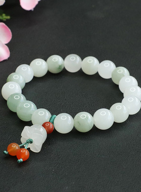 天然玉石手串天山翠玉兰花流苏手链女士气质简约饰品情侣闺蜜礼物