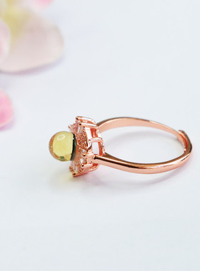 天然琥珀戒指净水蓝珀指环墨西哥珠宝 女士款礼品气质简约饰品