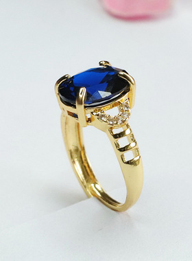培育尖晶石戒指蓝色宝石指环彩宝女士款复古风简约气质手饰品礼品