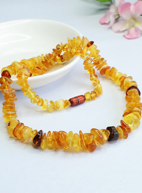 天然琥珀多宝项链蜜蜡血珀金珀随形挂链多圈手链民族风毛衣链